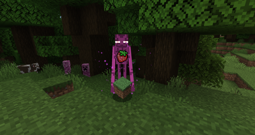 Pink Enderman with Strawberry shirt